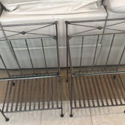 2 END TABLES / NIGHTSTANDS GLASS TOP/METAL FRAME