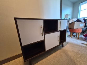 Modern white and brown cabinet