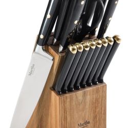 Martha Stewart 16 Piece Lockton High Carbon Stainless Steel Cutlery Kitchen Knife Block Set