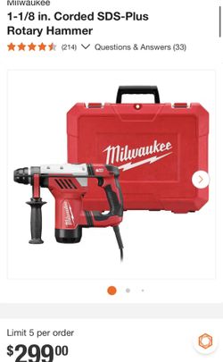 Milwaukee 1-1/8 in. Corded SDS-Plus Rotary Hammer
