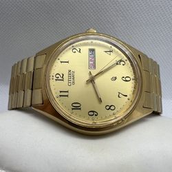 🌕🌕Luxury Gorgeous Vintage GoldPlated CITIZEN CQ Men Watch Day/Date 90s🌕🌕