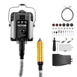412*Flex Shaft Grinder, 125W 18000RPM Electric Flex Shaft Rotary Tool, Foot-Pedal Control Hanging Carver Grinder with 112PCS Accessory Kit for Sanding