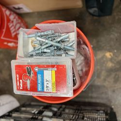 Contractor Hardware Lot – Anchors, Cabinet Hinges, U-Bolts, Fasteners