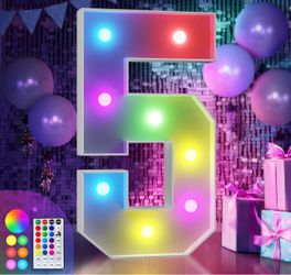 LED Marquee Number 5 Light-Up Sign