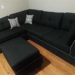 large sectional sofa couch Linen plush reversible Chaise Format Removable Cushions Easy To Clean 104x75