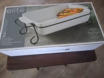 Gibson Elite 2 pieces stoneware bakeware with metal rack