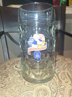 1-liter Hofbräu München (HB) Oktoberfestbier dimpled glass beer mug (or tankard/Seidel) from Germany