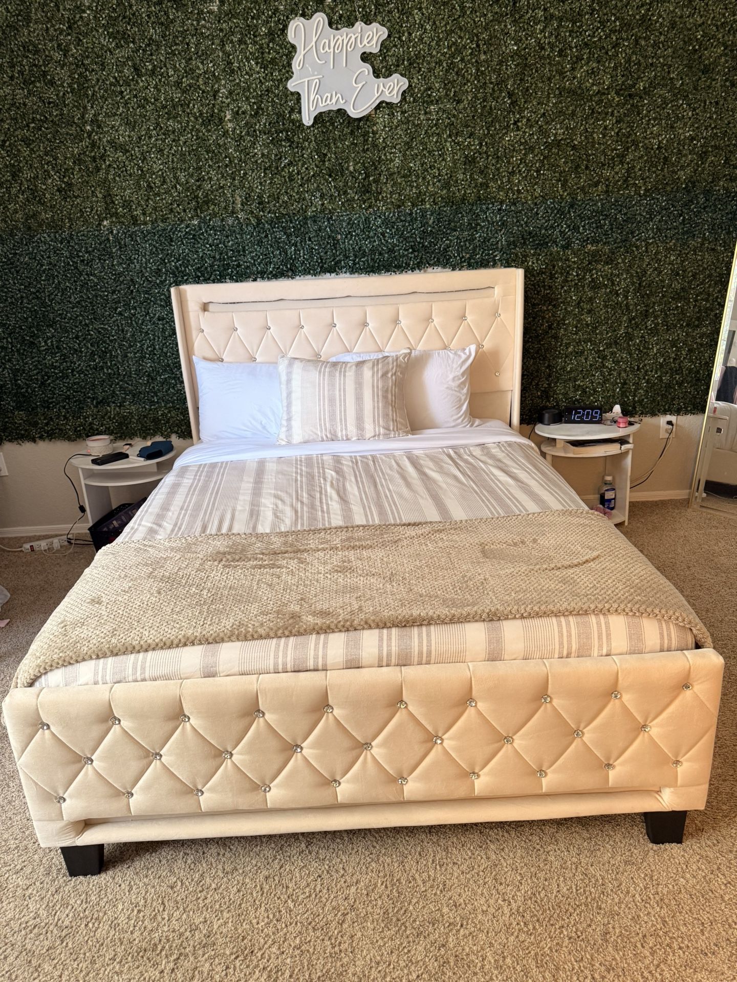 Beige Queen Bed Frame