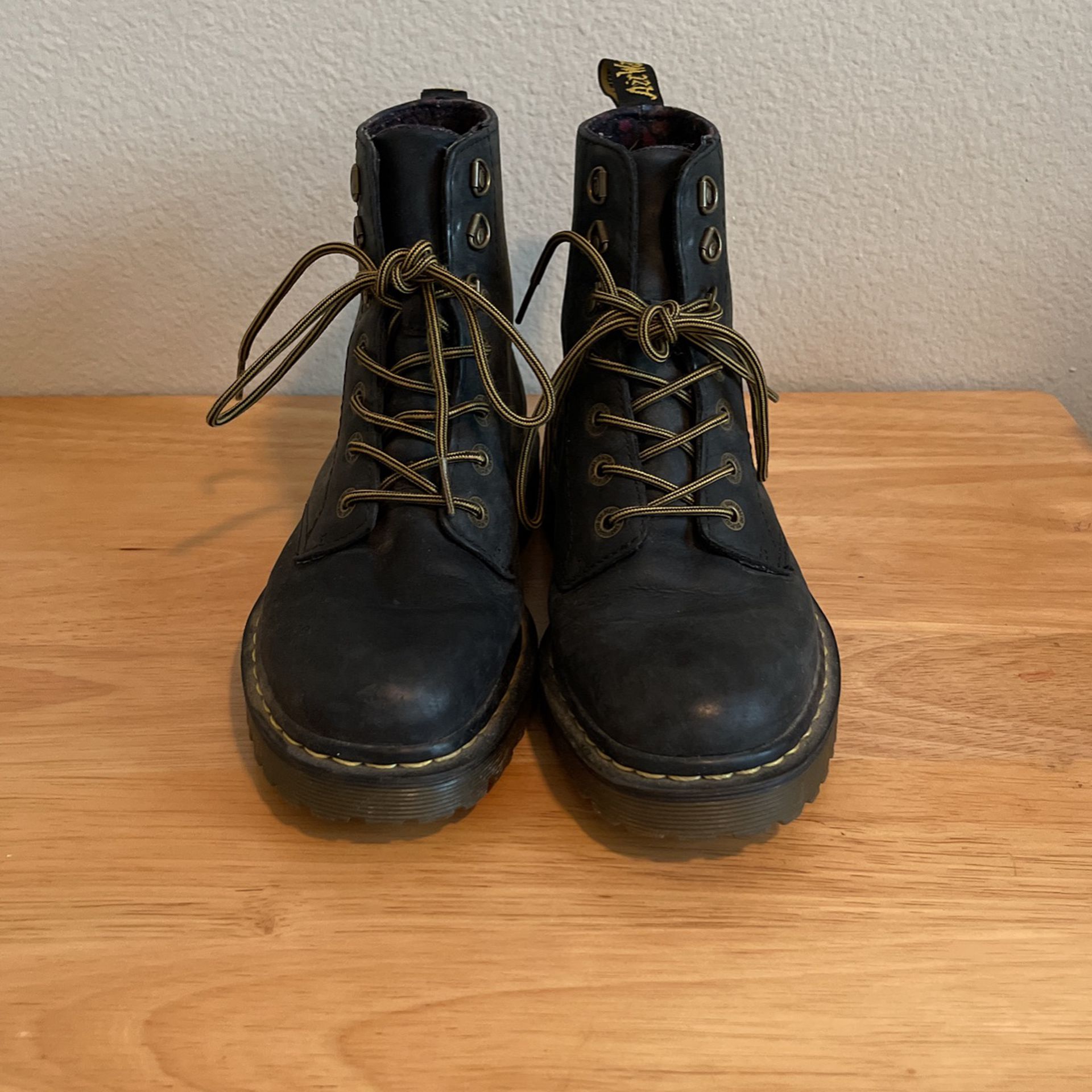 Dr. Martens Black Combat Boot With Floral Interior - Size 8