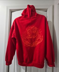 Never worse fleese hoodie with awesome dragon  back design - men's small/women's medium