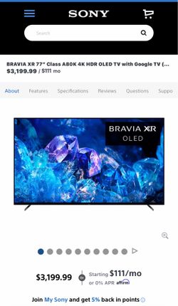 BRAVIA XR 77” Class A80K 4K HDR OLED TV
