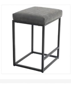 New 24 in. Gray Backless Metal Frame Bar Stools with PU Leather Cushion In Box IF302