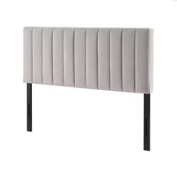 Light Grey Modern Channel-Tufted Headboard, Queen