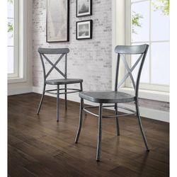 Better Homes and Gardens Collin Distressed Dining Chair, Set of 2, Silver Finish Silver -
