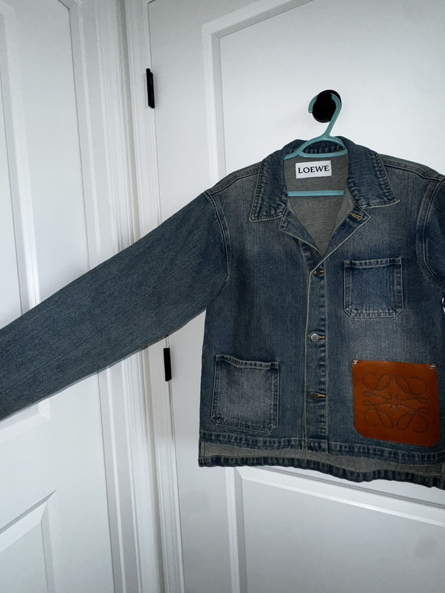 Loewe Workwear Denim Jacket with leather patch work