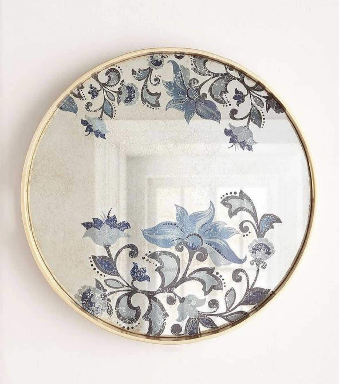 Large Mirror Tray/Wall Decor w/Etched Grand Floral Pattern & Table Legs. Retired.