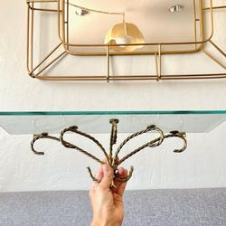 Vintage Twisted Brass Glass Shelf