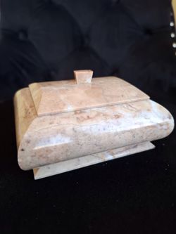 Vintage Marble Stone Trinket Box 4” x 3.5” x 2”