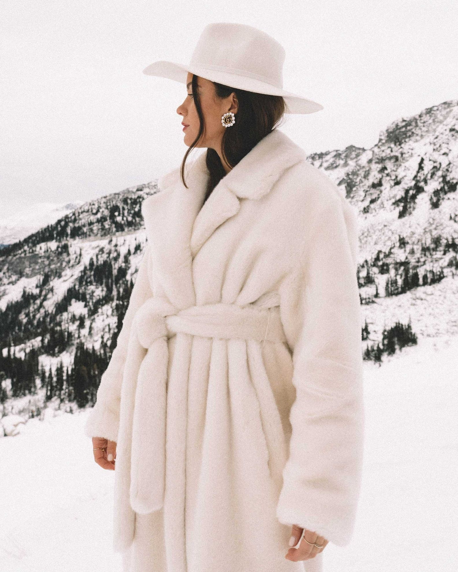 Never Worn NWT TIBI Faux Fur Long Off White Coat XS