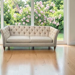 Beautiful Tufted Cream Upholstered Sofa – Elegant & Classic
