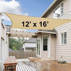 Brand New $30 Rectangle 12x16ft Sun Shade Sail Outdoor Patio Top Cover 185gsm 95% UV Block with Ropes