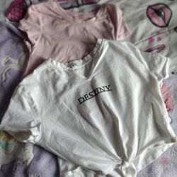One Pink Shirt  Size  M  of Kids..And White Top From Shein Size 11-12
