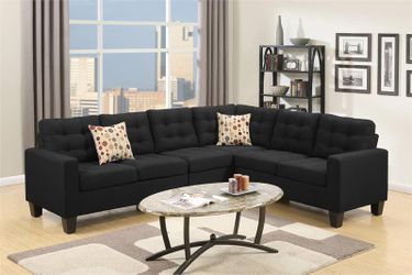 4 Piece Modular Sectional W/ Ottoman – Black Color 