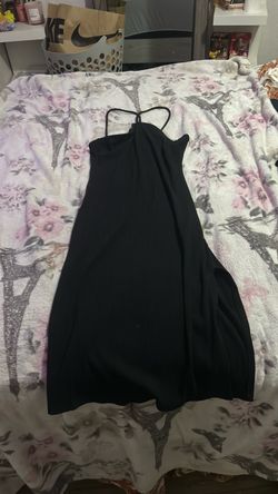 Black Ribbed Halter Midi Dress
