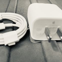 20W Genuine OEM Apple iPhone Fast Charger & USB-C Lightning Cable