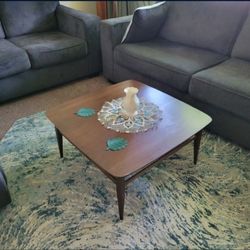 Slightly Used Navy Blue Living Room Furniture Set - Couch/Sofa, Love Seat & Recliner