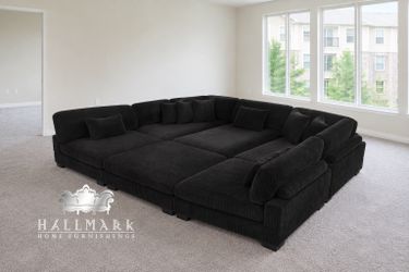 (SALE) Black Corduroy 6-Piece Modular Sectional Couch