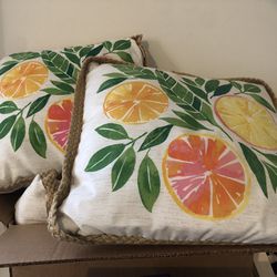 4 Garden Pillows Patio Citrus Flower New 