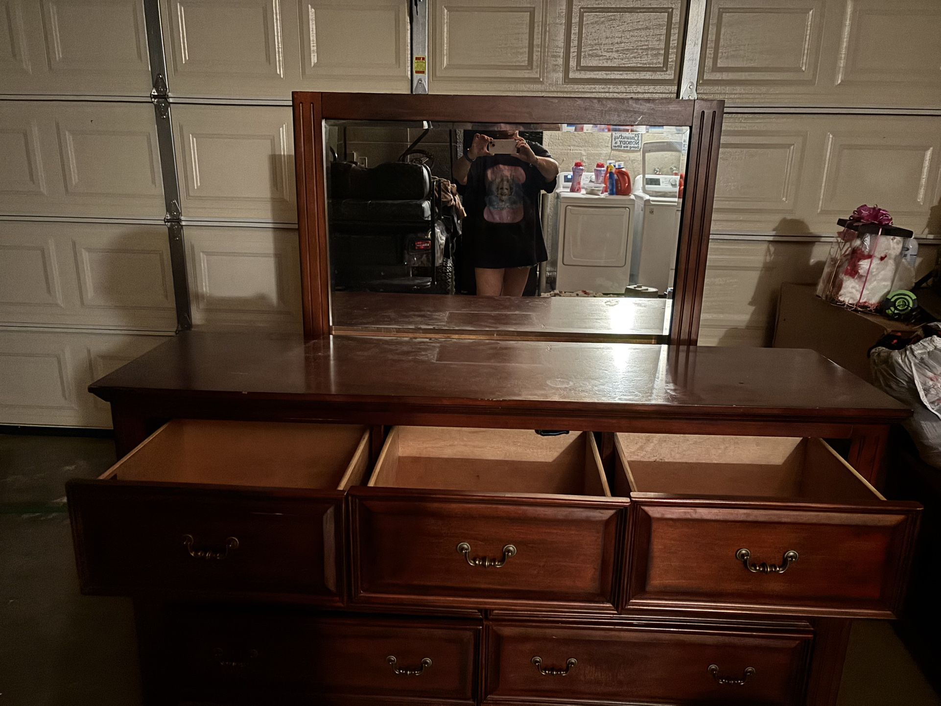 Dark Wood Dresser & Mirror