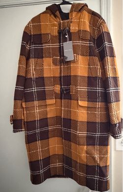 NWT Zara Man plaid hooded duffle coat men’s M
