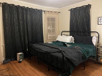 Gold/Black Curtains + Curtain Rods + Wall Mounts + NoNo Brackets