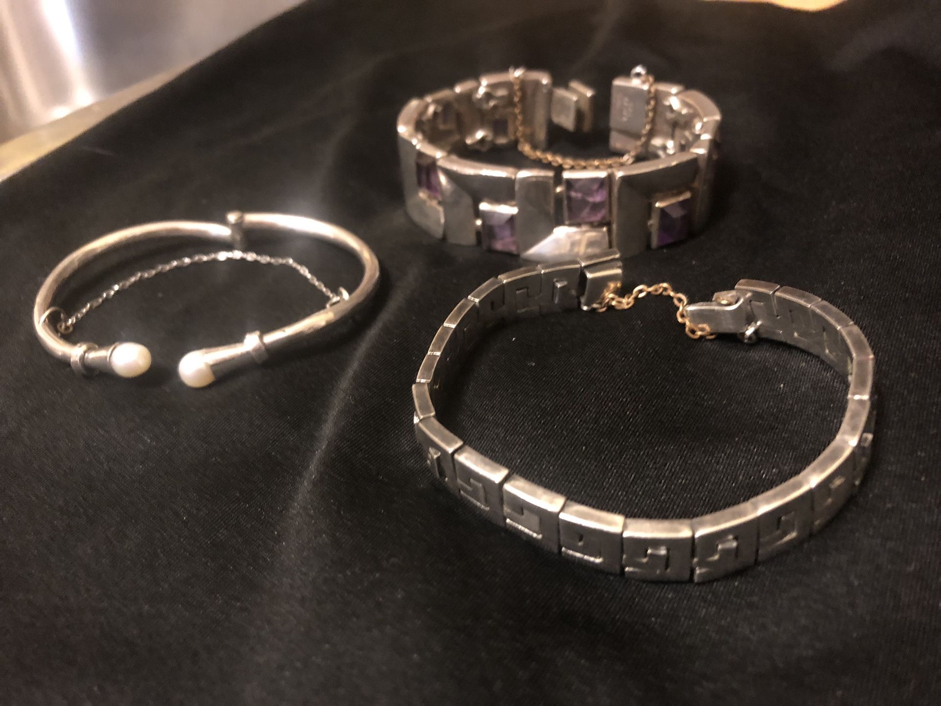3 Vintage Sterling 925 Silver Bracelets 6oz. Available