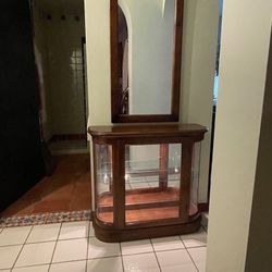 VINTAGE LIGHTED CABINET WITH HANGING MIRROR