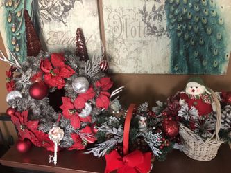 Multiple Christmas ornaments and decorations