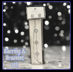 Blow Out Sale:Silver Stainless Steel Earring & Bracelet Set 