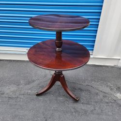 Antique Mahogany Two Tiered Dumbwaiter Table 