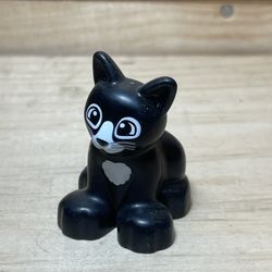 Lego Duplo BLACK CAT PET w/ Wide Black Eyes Whiskers FARM FARMER House #scrappy