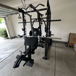 Vesta Fitness Smith Machine 2001 w/Bench Attachment | 230lb Bumpers Weights | 7ft Olympic Bar | Fitness | Gym Equipment | FREE DELIVERY 🚚 