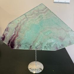Large Rainbow Fluorite Display Slab on Stand – Stunning Colors