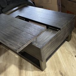Coffee Table, Lift Top Coffee Table with Drawers and Hidden Compartment, Retro Central Table with Wooden Lift Tabletop, for Living Room Dorm Home