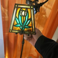 Stained Glass Tulip Votive TealightCandle Holder Cast Iron