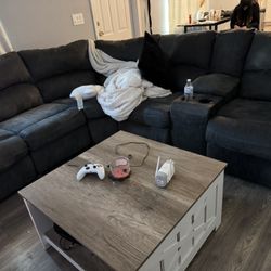 GREY COUCH WITH RECLINERS