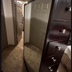 Double sided mahogany cabinet mirrior/ organizer