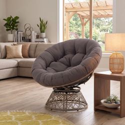4 x Papasan Outdoor & Indoor Chair - Brown Frame and Light Gray ( Smoky) Cushion