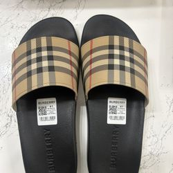 Burberry Check Slides Sandals Size 41 (US Men’s 8) – New w/ Box
