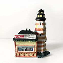 LIGHTED CHRISTMAS COCA COLA BUILDING SKIP'S SNACK BAR TOWN SQUARE 8"H LIGHTHOUSE